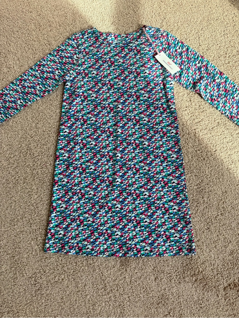 Vineyard Vines Girls Whale Print Knit Dress Multicolor | Size L (14)